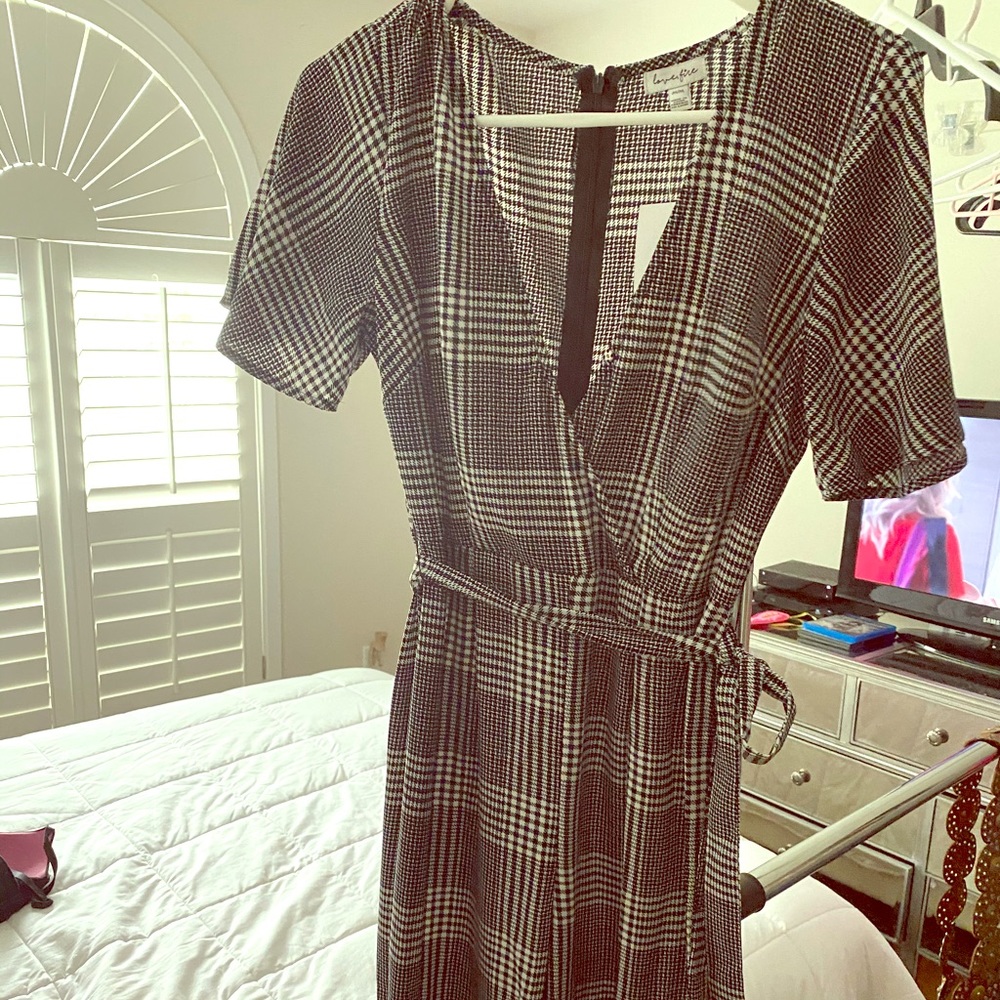 White and black plaid jumpsuit